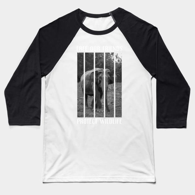 free our friends - elephants Baseball T-Shirt by Protect friends